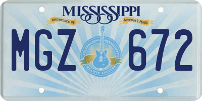 MS license plate MGZ672