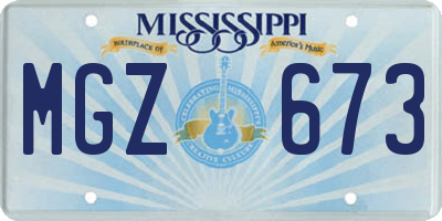 MS license plate MGZ673