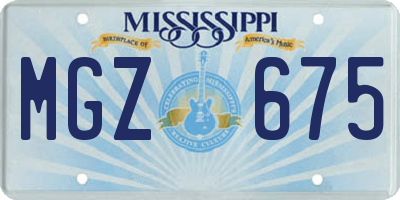 MS license plate MGZ675
