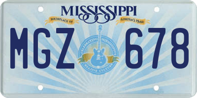MS license plate MGZ678