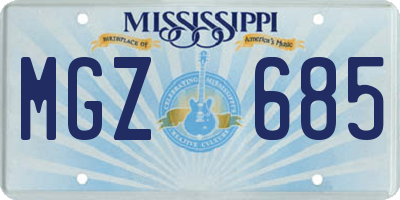 MS license plate MGZ685