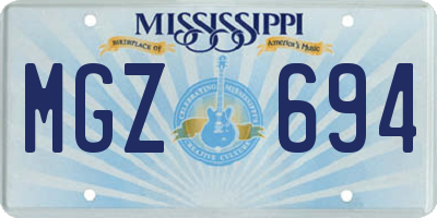 MS license plate MGZ694