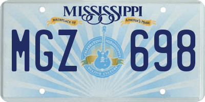 MS license plate MGZ698