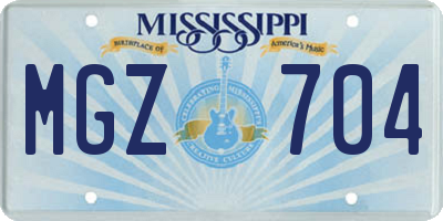 MS license plate MGZ704