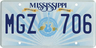 MS license plate MGZ706