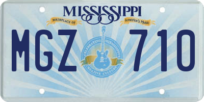 MS license plate MGZ710