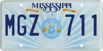 MS license plate MGZ711