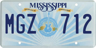 MS license plate MGZ712