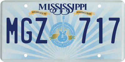 MS license plate MGZ717