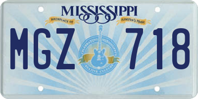 MS license plate MGZ718