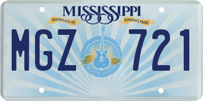 MS license plate MGZ721