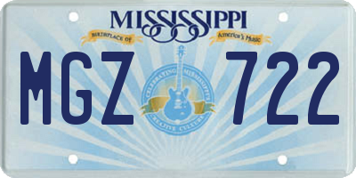 MS license plate MGZ722