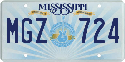 MS license plate MGZ724