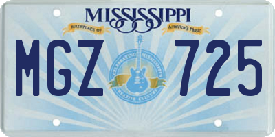 MS license plate MGZ725