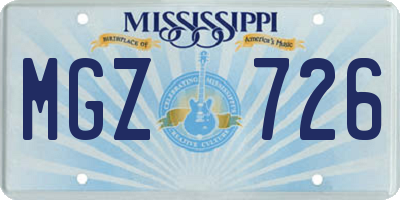 MS license plate MGZ726