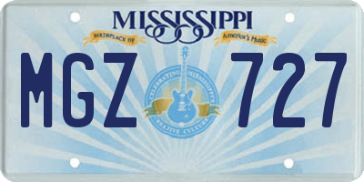 MS license plate MGZ727