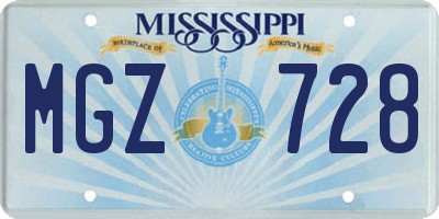MS license plate MGZ728