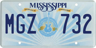 MS license plate MGZ732