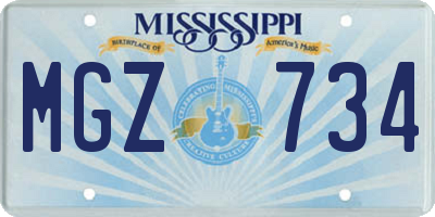 MS license plate MGZ734