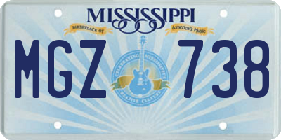 MS license plate MGZ738