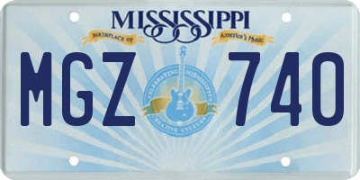 MS license plate MGZ740