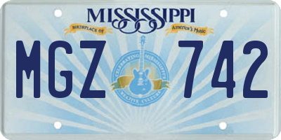 MS license plate MGZ742
