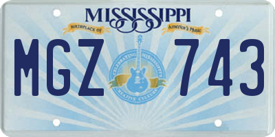 MS license plate MGZ743