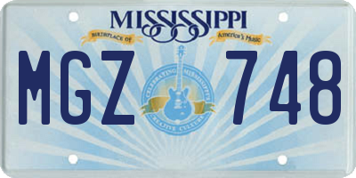 MS license plate MGZ748