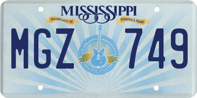 MS license plate MGZ749