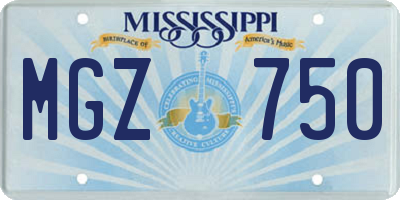 MS license plate MGZ750
