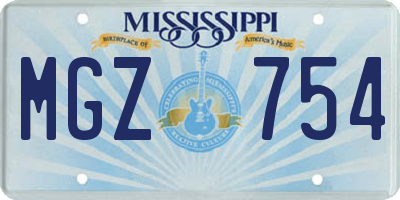 MS license plate MGZ754