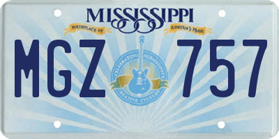 MS license plate MGZ757