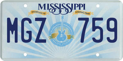 MS license plate MGZ759