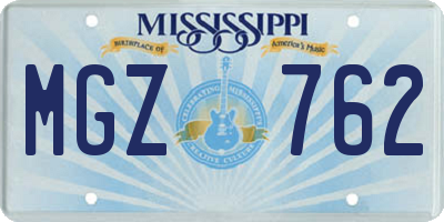 MS license plate MGZ762