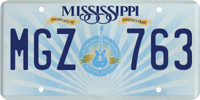 MS license plate MGZ763