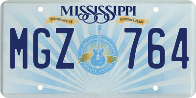 MS license plate MGZ764