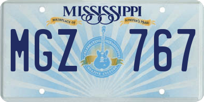 MS license plate MGZ767