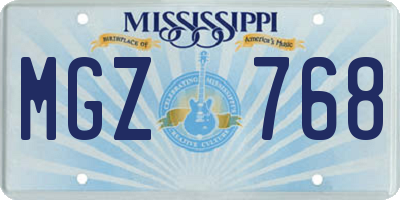 MS license plate MGZ768