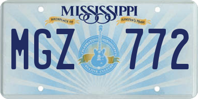 MS license plate MGZ772