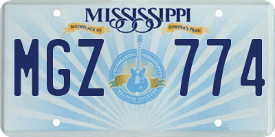 MS license plate MGZ774