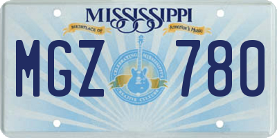 MS license plate MGZ780