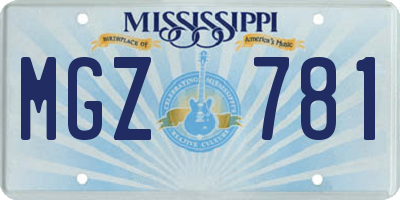 MS license plate MGZ781