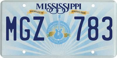 MS license plate MGZ783