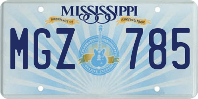 MS license plate MGZ785