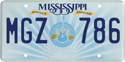 MS license plate MGZ786