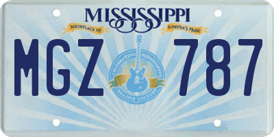 MS license plate MGZ787