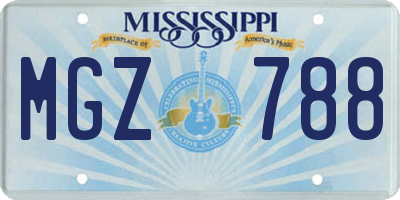 MS license plate MGZ788