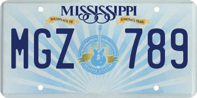 MS license plate MGZ789