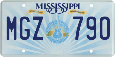 MS license plate MGZ790
