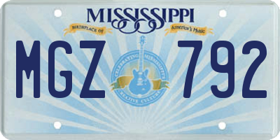 MS license plate MGZ792